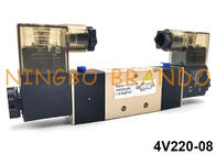 4V220-08 Pneumatyczny zawór elektromagnetyczny typu Airtac z podwójną cewką 5/2 Way DC24V AC220V