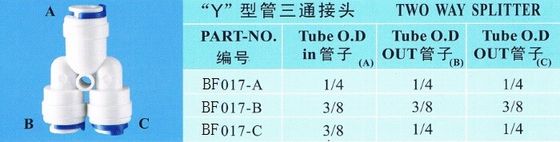 RO Assembled Reverse Osmosis Parts with EPDM O - rings Plastic Two Way Splitter