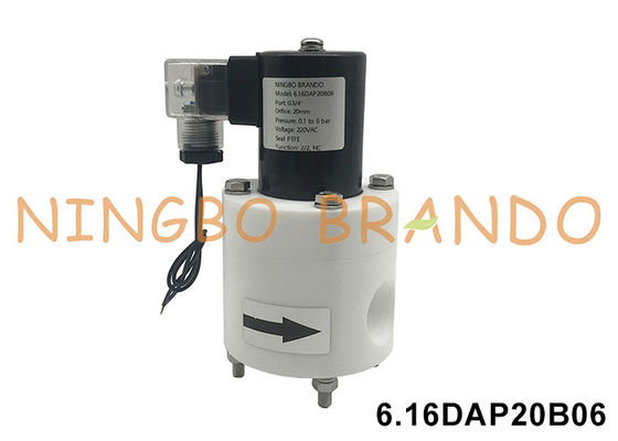 3/4' PTFE przeciwkorozyjny zawór magnetyczny odporny na kwas, alkalie i chemikalia 24V 110V 220V