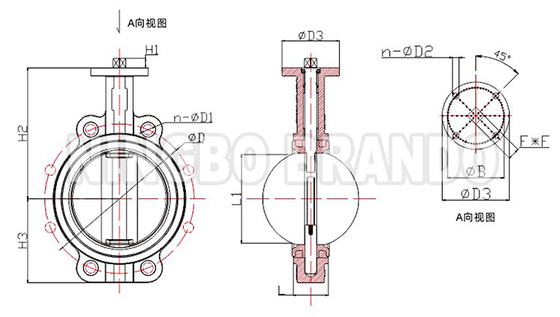 DN25 do DN1200 Bezgłowy Wafer typu Butterfly Valve Węglowa Stal