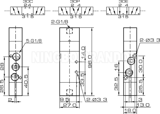 Zawór pneumatyczny pilotowy Airtac Typ 4A130C-06 1/8'' 5/3