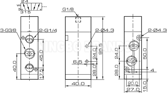 Zawór pneumatyczny pilotowy 5/2-drogowy typu Airtac 4A310-10 z korpusem ze stopu aluminium