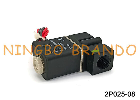 2P025-08 Plastikowy pneumatyczny zawór elektromagnetyczny bezpośredniego działania do wody powietrznej DC24V