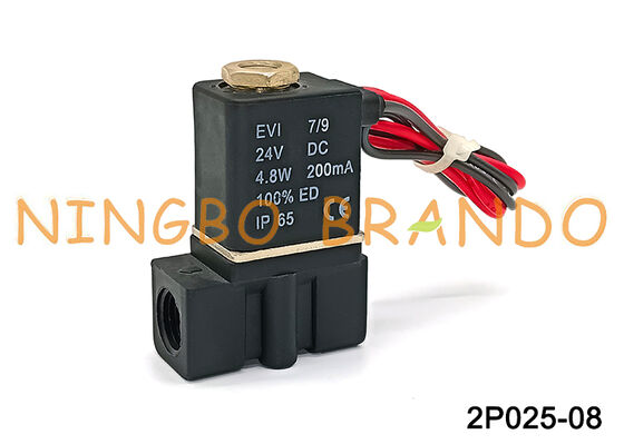 2P025-08 Plastikowy pneumatyczny zawór elektromagnetyczny bezpośredniego działania do wody powietrznej DC24V