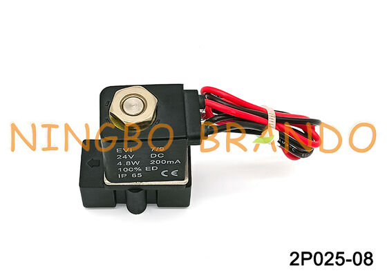 2P025-08 Plastikowy pneumatyczny zawór elektromagnetyczny bezpośredniego działania do wody powietrznej DC24V