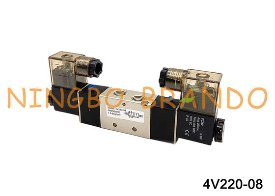 4V220-08 Elektrozawór powietrza 2 pozycje 5-drogowy DC24V 12V AC220V AC110V