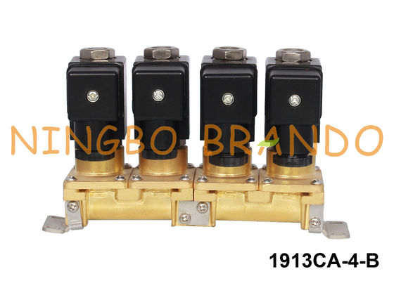 Wielokierunkowy zawór elektromagnetyczny z mosiądzu 4 grupowy 1/8 '' 1/4 '' 24V 220V
