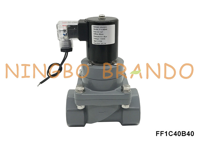 1-1/2' DN40 Zawór magnetyczny CPVC przeciw korozji dla kwasu chemicznego 220V 24V