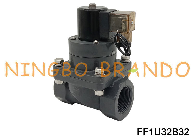 Elektryczny zawór elektromagnetyczny 1-1/4'' UPVC, chemiczny, antykorozyjny, DN32