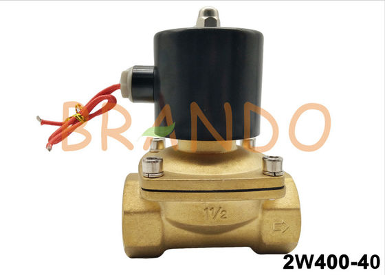 G1-1/2 Inch Brass Water Oil Valve AC220V / DC24 Normal Close Solenoid Valve 2W400-40
