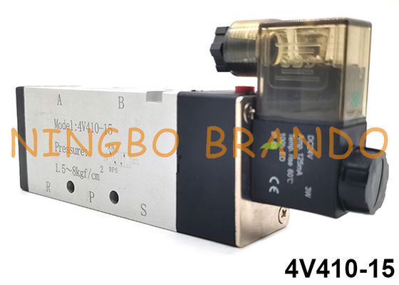 4V410-15 Airtac Typ 5/2-drogowy zawór sterujący powietrzem Pojedynczy pneumatyczny zawór elektromagnetyczny 24V 220V