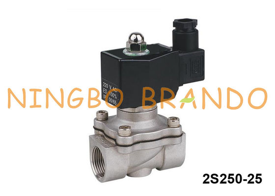 2S250-25 1-calowy 2-drożny zawór elektromagnetyczny wody ze stali nierdzewnej NC 24V 220V