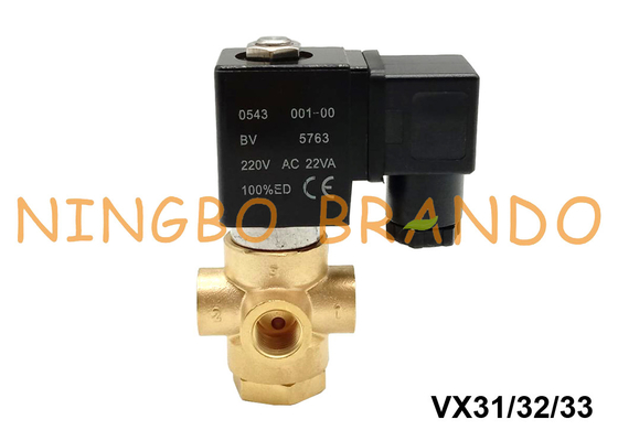 ASCO Typ 3-drożny mosiężny zawór elektromagnetyczny do powietrza wodnego 1/8 &#39;&#39; 1/4 &#39;&#39; 24V 220V